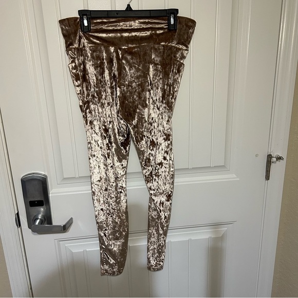Fabletics Teddy Brown Crushed Velour Crossover Leggings Size XL - Picture 4 of 8